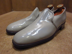 ビンテージ70's80's●エナメルローファーグレー9 1/2 M●220327i2-m-lf-275cm 1970s1980sプレーントゥフォーマル革靴