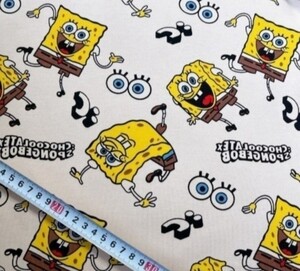 スポンジボブ 裏起毛 中肉ニット 170×75cm ニット生地 布 はぎれ ハンドメイド 生地