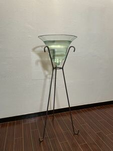  bell. like shape . lovely! Spain made recycle glass. planter stand face washing pcs iron stand iron made hand made 