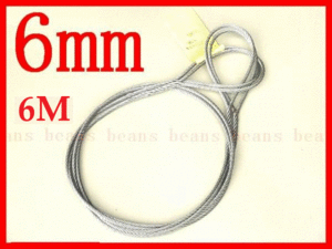 ★ JIS規格 ワイヤロープ　【玉掛ワイヤーロープ】６ｍｍ(２分）/６Ｍ 編み込み加工　ロープ屋直　””３万円以上送料無料””新品未使用