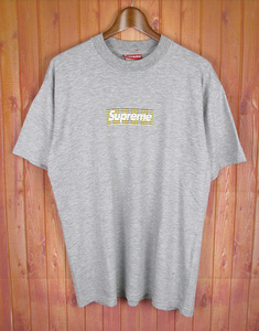 LST4730 Supreme シュプリーム 97年 バーバリーボックスロゴ Tシャツ グレー（クリックポスト可）