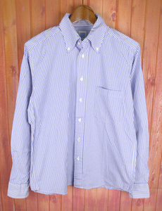 LAS5003 LA MODE L'AMOUR LA VIE ストライプ ボタンダウンシャツ M ブルー 極美品