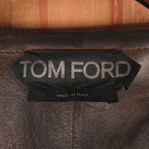 LFJ17873 TOM FORD トムフォード レディース レザー テーラードジャケット 38 ブラウン系_画像4