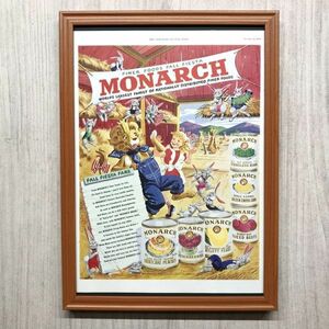 ■即決◆1949年(昭和24年) MONARCH モナーク 果物 野菜 缶詰【B4-7550】アメリカ ビンテージ雑誌広告【B4額装品】当時物/本物広告 ★同梱可