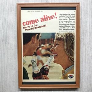 ■即決◆1965年(昭和40年) Pepsi-Cola ペプシコーラ come alive!【B4-7043】アメリカ ビンテージ雑誌広告【B4額装品】当時物広告★同梱可