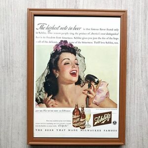 ■即決◆1942年(昭和17年) Schlitz Beer シュリッツ ビール 戦時中【B4-6081】アメリカ ビンテージ雑誌広告【B4額装品】当時物本物★同梱可