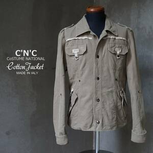 イタリー製 C'N'C コスチューム ナショナル CoSTUME NATIONAL ベージュ カーキ ヴィンテージ・ダメージ加工 コットン ジャケット 48 M L