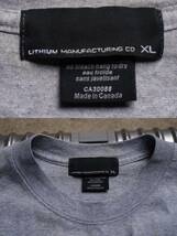 90s カナダ製 リチウム LITHIUM 霜降り 杢 グレー ピクチャー プリント 半袖 クールネック Tシャツ XL 補修あり _画像8