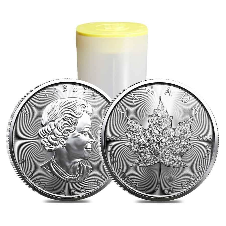 2022年新作 1オンス(25枚） カナダ銀貨 2012年 メイプルリーフ - 旧 