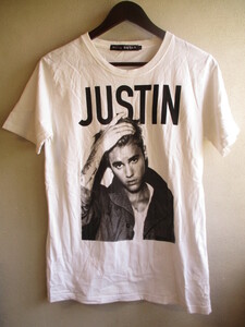 【JUSTIN BIEBER】 Tシャツ メンズ サイズ:Ｌ 色:ホワイト 身丈:67 身幅:44 肩幅:41/BAC