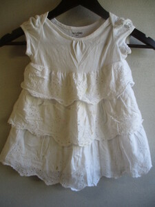 【babyGap】 チュニック ベビー服 サイズ:80 色:ホワイト 身丈:45 身幅:34 肩幅:25/MAA