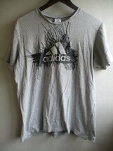 【adidas】 Tシャツ メンズ サイズ:Ｍ 色:グレー 身丈:65 身幅:49 肩幅:43/ZAAB_画像1