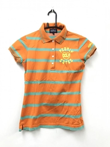 PEARLYGATES　パーリーゲイツ 半袖ポロシャツ ボーダー オレンジ×ライトグリーン レディース 0　ゴルフ　ｒ4