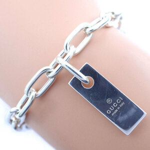 GUCCI Gucci tag plate bracele silver 925 unisex [53160305-1] used 