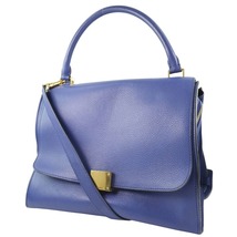 CELINE セリーヌ トラペーズ 2WAYショルダー ハンドバッグ カーフ 青 レディース【59150220】中古_画像2