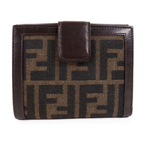 FENDI フェンディ ズッカ 二つ折り財布 キャンバス×カーフ ブラウン レディース【51150404】中古