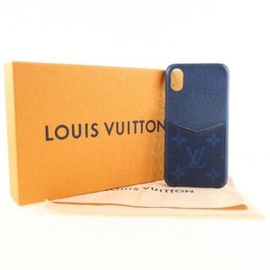 LOUIS VUITTON ルイ・ヴィトン iPhone X/Xs タイガラマ M30273 BC2119 スマホケース レザー 青 ユニセックス【59100319】中古