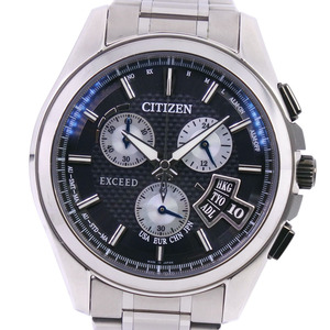 CITIZEN シチズン エクシード H610-T018521 腕時計 チタン エコドライブ クロノグラフ メンズ 黒文字盤【57310303】中古