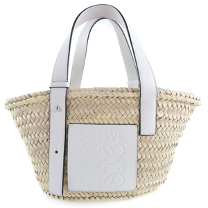 LOEWE Loewe Basket Bag Handbag Raffia x Calf Beige / White Ladies [61160313] Used, Loewe, for women, Handbag