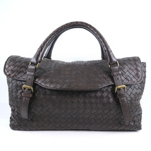 BOTTEGAVENETA ボッテガヴェネタ イントレチャート ハンドバッグ カーフ こげ茶 レディース【55150346】中古_画像1