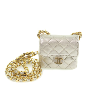 CHANEL Chanel Chain Pochette Micro Matrasse Shoulder Bag Calf Silver Ladies [59140330] Used, Chanel, Bag, bag, Shoulder bag