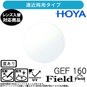 ジェネラックスHG 160 フィールド 単品販売 交換用メガネレンズ 交換可能 内面累進 HOYAレンズ UVカット付（２枚）