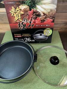 * pearl metal saucepan for sukiyaki HB-183 26cm glass cover attaching IH, gas etc. all . source correspondence fluorine processing . saucepan saucepan roasting udon .. etc. used *