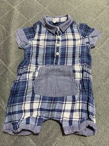 GAP チェック 半袖カバーオール ロンパース ショートオール