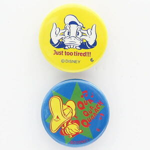 ディズニー　ドナルド　ミニ缶バッジ2個　ラッキーコーポレーション社　1990年代
