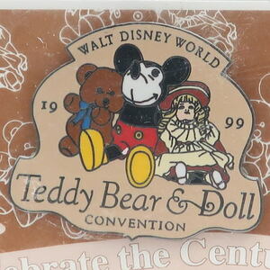  Disney 1999 year WDW teddy bear & doll * navy blue Ben shon Mickey pin badge woruto Disney world unopened 