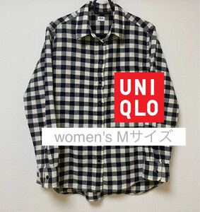 【UNIQLO コットンチェックシャツ】　　　　　ふんわり素材で温かい women's Mサイズ