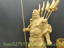 中国美術　仏像木彫　関羽像　武財神　美術品　工芸品　 関公聖君　彫刻　柘植材 _画像5