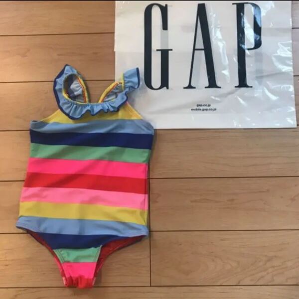 新品★ 90cm gap 水着 ワンピース ボーダーフリル