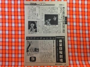 CN22639◆切抜き◇河合奈保子松本伊代高柳良一ザ・チャレンジャーたぬきの休日◇レッツゴーヤング私は負けないガンと闘う少女東芝日曜劇場