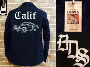 ★定価￥19950/表記M/新品！ベンデイビス.BEN DAVIS.刺繍入り.アメ車.カークラブファラオJKT.黒.ルード系ロカビリー50sビンテージスタイル