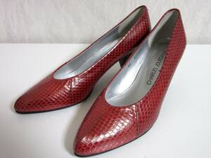 美品 シャルルジョルダン CHARLES JOURDAN レザー パンプス 赤 6 1/2 北4715