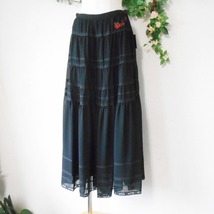 未使用 インゲボルグ INGEBORG お花 刺繍 の 素敵 な シースルー ギャザー スカート 黒 日本製 M_画像5
