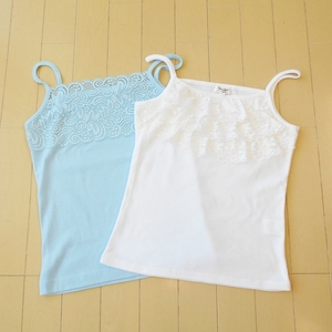 Cherry & Red Label M camisole 2 pieces set race attaching white white light blue tops 