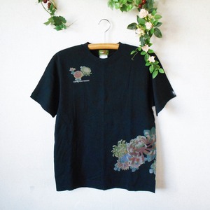  unused gram tiGLAMDY man and woman use peace pattern print short sleeves T-shirt cut and sewn black M