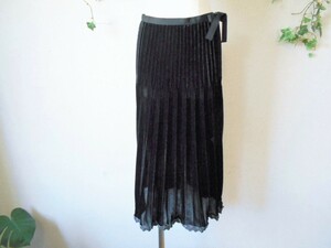 K.Tki width ta spool KIYOKO TAKASE velour pleat. wonderful skirt black 11