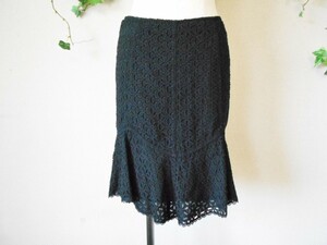 レストローズ LEST ROSE 春夏 向き カットワーク 刺繍 の 可愛い スカート 黒 2