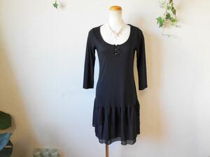  L'Est Rose LEST ROSE inner OK chiffon switch 7 minute sleeve tunic cut and sewn black 2