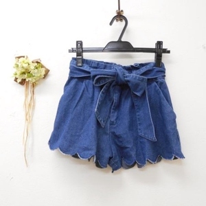 lizmero squirrel mero Cross plus lady's M culotte Denim ribbon short pants bottom 