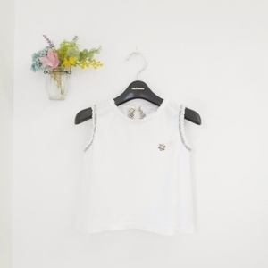 Бар Барберри поезда Burberry Kids 120cm Girl Top Top White White Flower Strinestone Topes