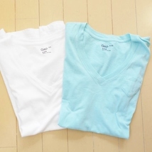 ギャップ GAP レディース XXS XS 2枚 セット 半袖 Tシャツ 水色 白 ホワイト トップス_画像1