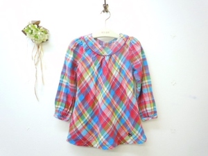  double B Miki House MIKIHOUSE Be . Chan 120cm girl long sleeve blouse check 