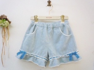  Shirley Temple Shirley Temple 120cm wool . short pants light blue hem frill ribbon lame entering 