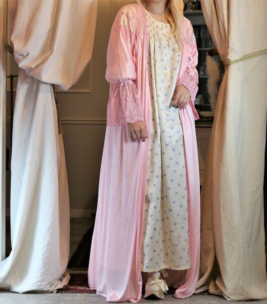 USA VINATGE YOUR SIX SENCE EMBROIDERY LACE GOWN/アメリカ古着刺繍レースガウン
