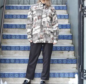 USA VINTAGE ANIMAL PATTERNED LONG SLEEVE COTTON SHIRT/アメリカ古着アニマル柄長袖コットンシャツ(メンズ)