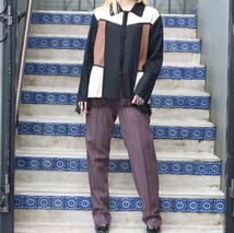 USA VINTAGE COLTER STRIPE PATTERNED TUCK PANTS MADE IN USA/アメリカ古着ストライプ柄タックパンツ_画像1
